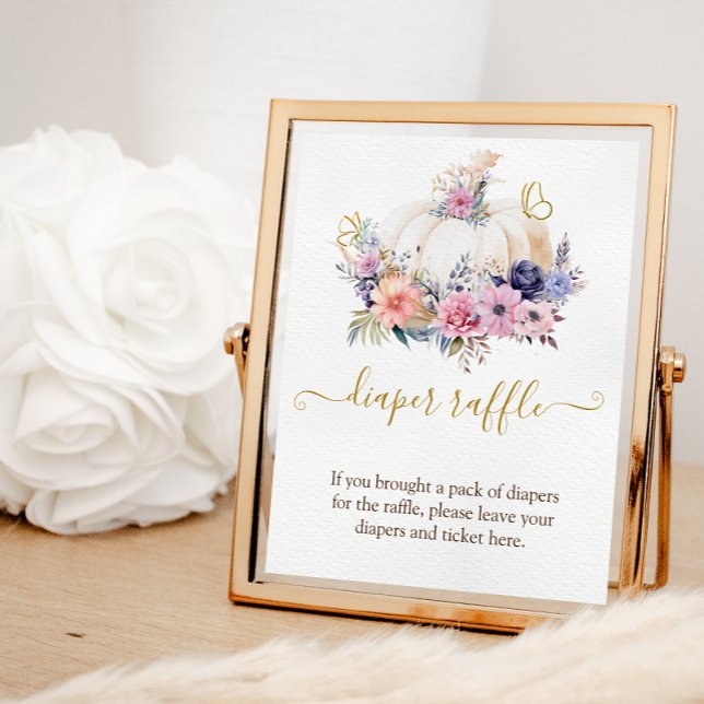 Foto Calabaza Baby Shower Floral Diaper Raffle Juego Ró (Subido por el creador)