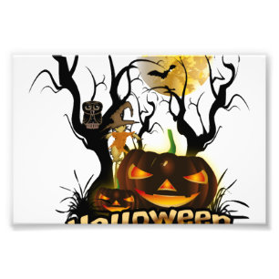 Foto Calabaza divertida de Halloween con búho