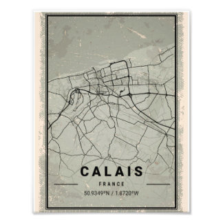 Foto Calais map print poster canvas | France