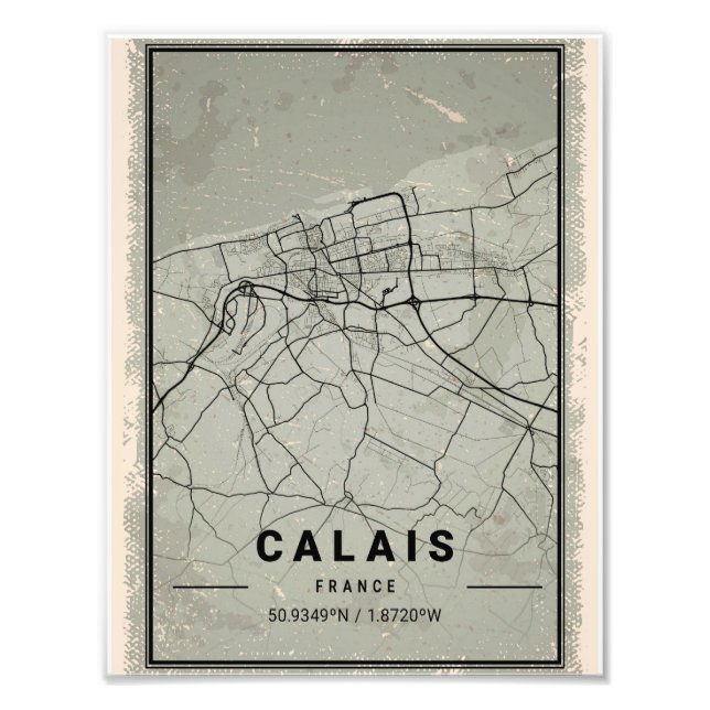 Foto Calais map print poster canvas | France (Frente)