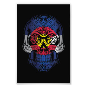 Foto Calavera De Colorado Y Bandera De Rosas