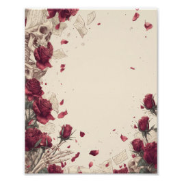 Foto Calavera de esqueleto vintage amor rosa roja colla