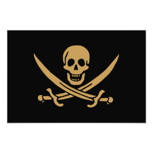 Foto Calavera y Cutlas de Oro Azteca Pirata Calico Jack