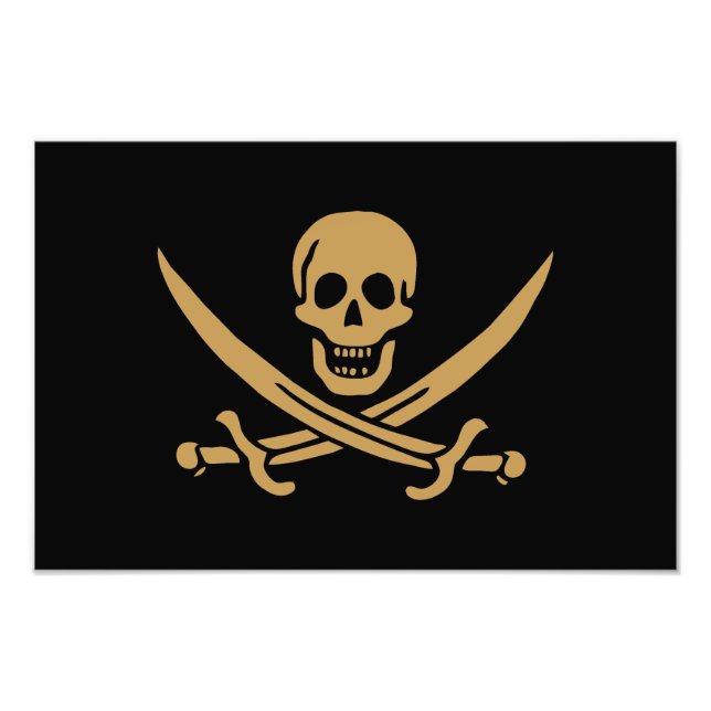 Foto Calavera y Cutlas de Oro Azteca Pirata Calico Jack (Frente)