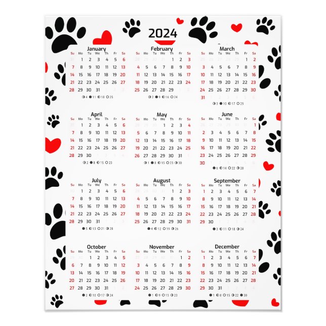 Foto Calendario 2024 De Las Pintas De Pasta De Perro Al (Frente)