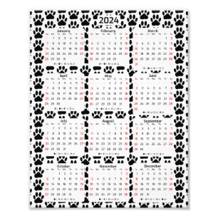 Foto Calendario del patrón de huellas de perro 2024