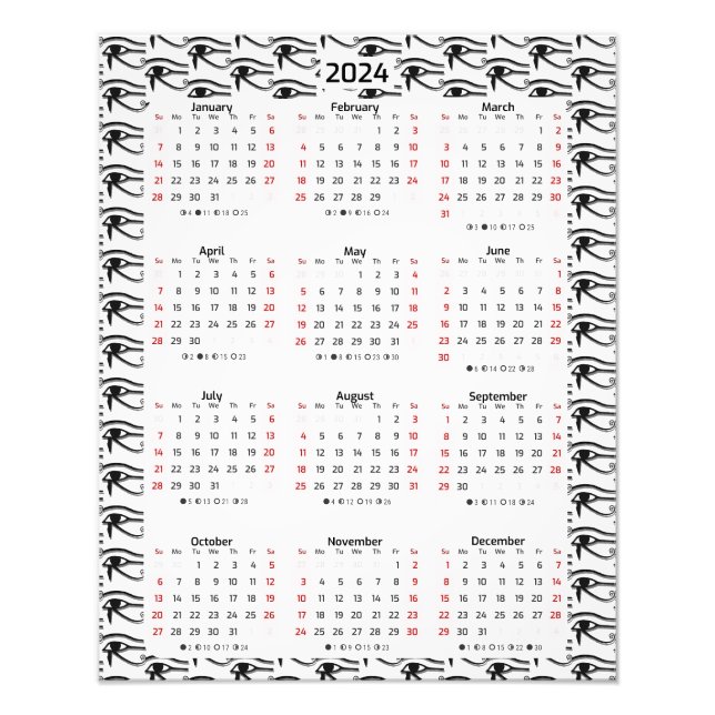 Foto Calendario Del Patrón Egipcio De Ojo De Horus 2024 (Frente)