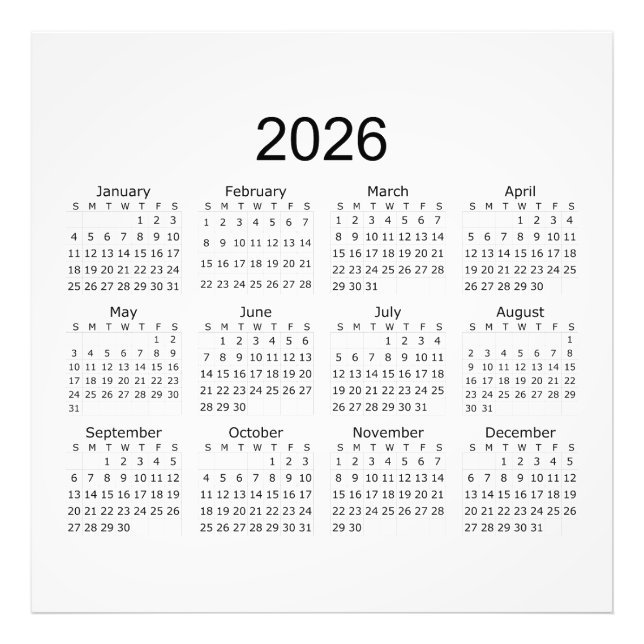 Foto Calendario minimalista simple 2026 (Frente)