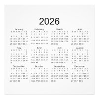Calendario minimalista simple 2026