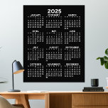 Foto Calendario - vista vertical de año completo - Negr<br><div class="desc">Blanco y negro - Un calendario mínimo básico de 12 meses con un fondo de color sólido. Un aspecto estándar para tu oficina en el hogar o taquilla de la escuela. Las fuentes son simples de leer y los colores pueden cambiarse. — Si abre el área de personalizar, se le...</div>