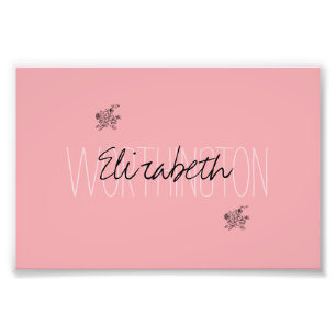 Foto Caligrafía floral Girly Nombre rojo rosa