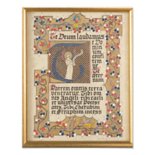 Foto Caligrafía iluminada estilo medieval latino del