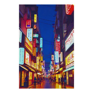 Foto Calle de la ciudad japonesa por la noche