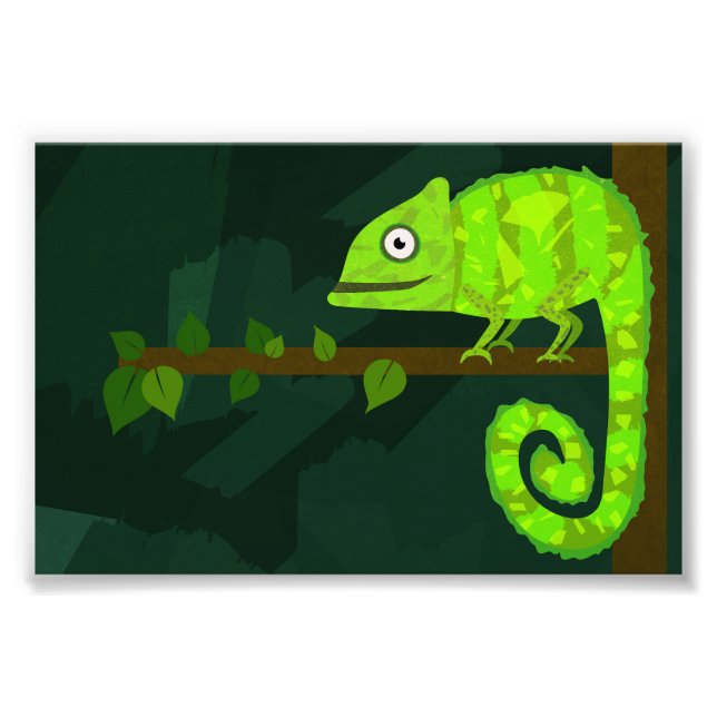 Foto Camaleón lindo verde (Frente)