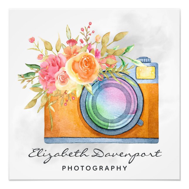 Foto Cámara Boho Naranja y acuarela con buquet floral (Frente)