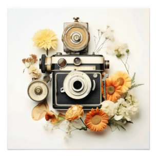 Foto Cámara Vintage y Flor