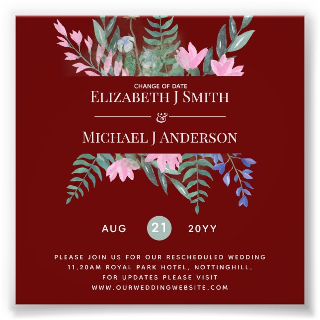 Foto Cambio de fecha Planes de postergación Moda Flores (Frente)