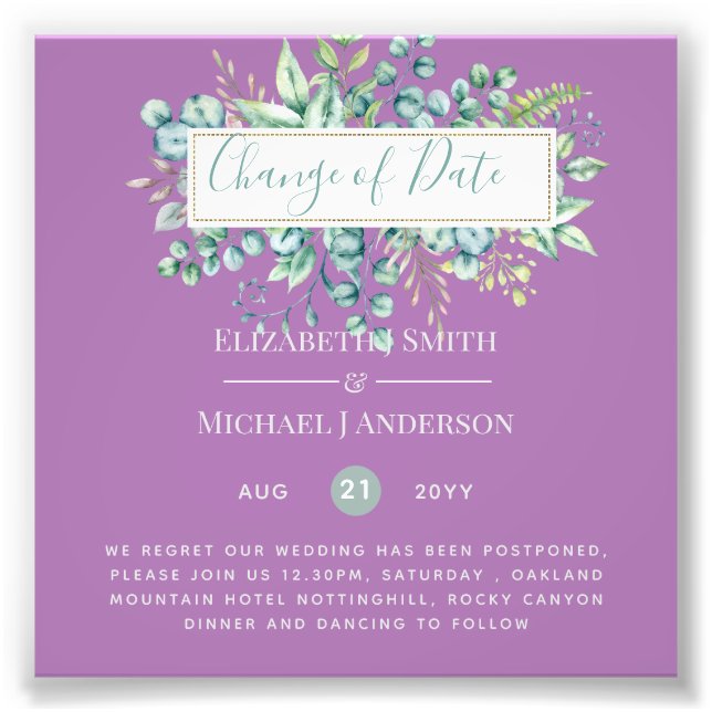 Foto Cambio de Planes Fecha Verenery Eucalyptus Evento (Frente)