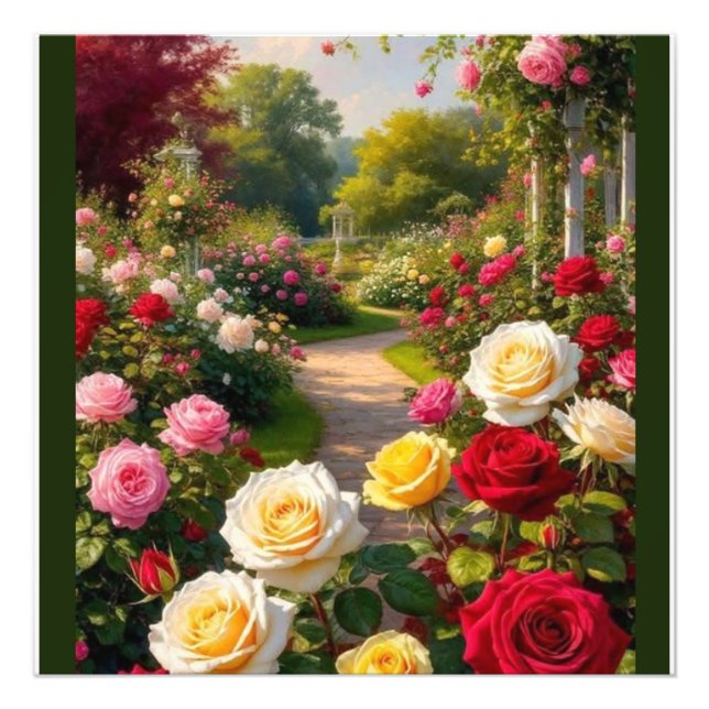 Foto Camino de jardín de Rosa romántico - Arte de pared (Frente)
