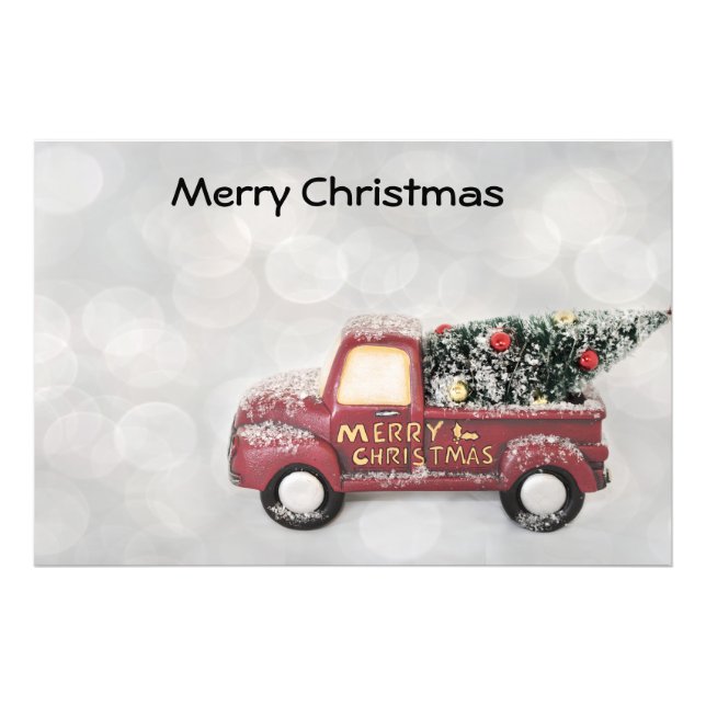 Foto camión de cosecha roja sobre fondo de bokek gris (Frente)