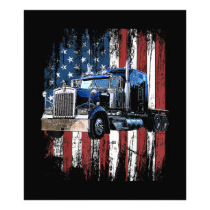 Foto Camionero Conductor De Camión De Bandera Estadouni