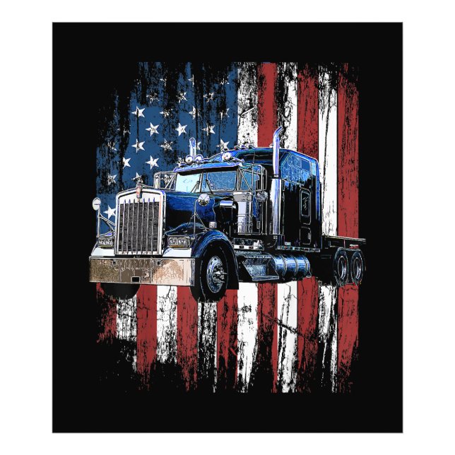 Foto Camionero Conductor De Camión De Bandera Estadouni (Frente)