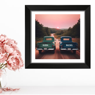 Foto Camiones de la década de 1960 en la carretera suci