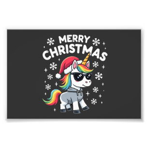 Foto Camiseta de unicornio de Navidad con sombrero de S