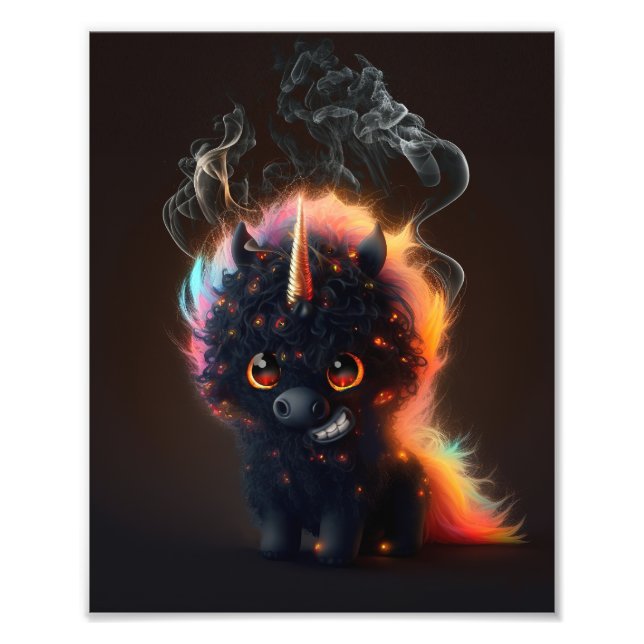 Foto Camiseta de unicornio negra para fumar (Frente)