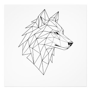Foto Camiseta gráfica de lobo con arte de línea minimal