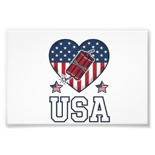 Foto Camiseta Vector Vintage Corazón Petardo Patriótico