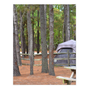 Foto Campamento con tienda y valla en los bosques