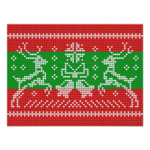 Foto Campanas de jingle de suéter feo Navidad renos cro