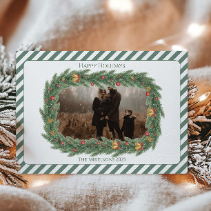 Foto campestre de campana de Navidad de hoja peren