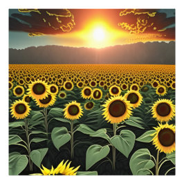 Foto campo de girasoles al atardecer