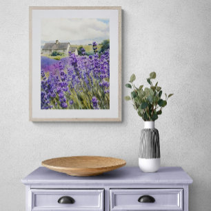 Foto Campo de lavanda en acuarela vibrante