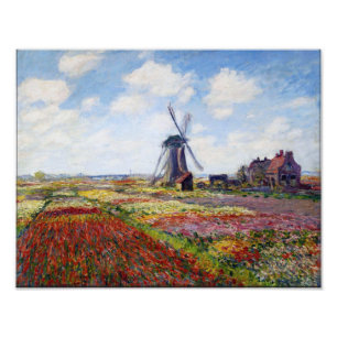 Foto Campo de Monet de tulipanes con la impresión del