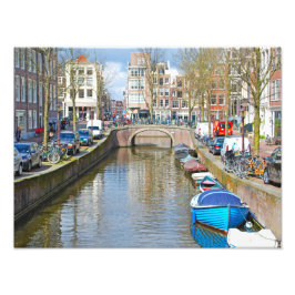 Foto Canal de Ámsterdam con barcos