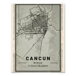 Foto Cancun map print poster canvas | Mexico