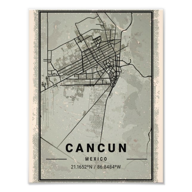 Foto Cancun map print poster canvas | Mexico (Frente)
