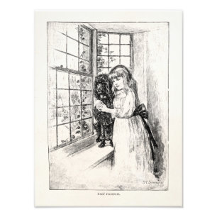 Foto Caniche del chica del Victorian del vintage -