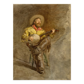 Foto Cantando Cowboy Español con Banjo Jugando Canción