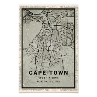 Foto Cape town map print poster canvas | South africa