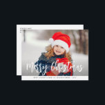foto caprichosa alegre navidad postal<br><div class="desc">imagen atractiva con vitral de letras blancas y diseño rústico moderno. Personalizar el texto y los detalles de la imagen.</div>