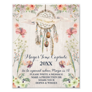 Foto Cápsula de tiempo de Boho Dreamcatcher Rustic Baby