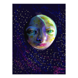 Foto Cara de Luna Durmiente en un Cielo Estrellado Arte