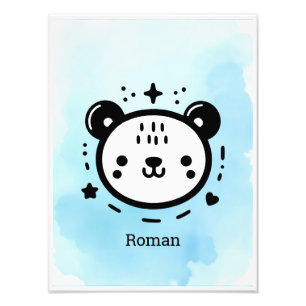 Foto Cara de Oso Kawaii Lindo - Arte de Línea Minimalis