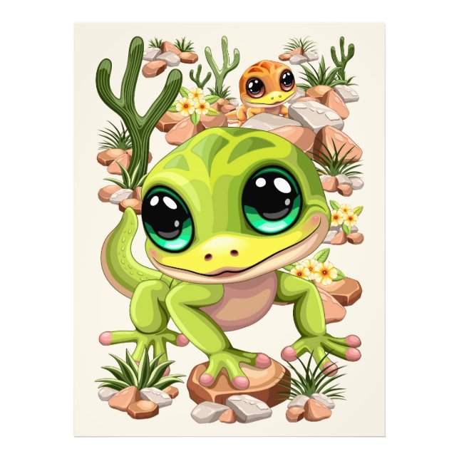 Foto Caracteres de dibujos animados de Baby Geckos Cute (Frente)