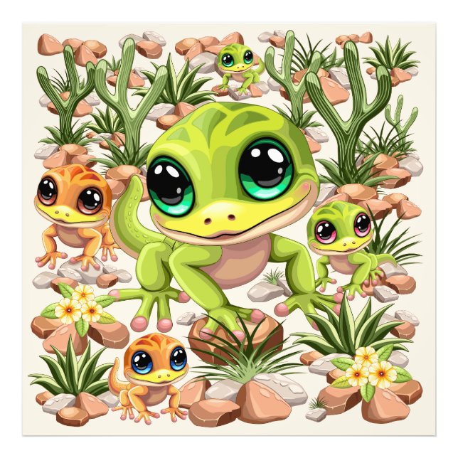 Foto Caracteres de dibujos animados de Baby Geckos Cute (Frente)