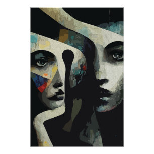 Foto Caras abstractas surrealistas entrelazadas